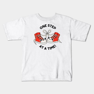 One Step At A Time Funny Sneaker Pun Kids T-Shirt